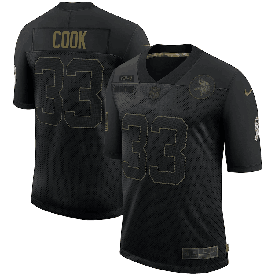 Men's Minnesota Vikings #33 Dalvin Cook 2020 Black Salute To Search Limited Jersey